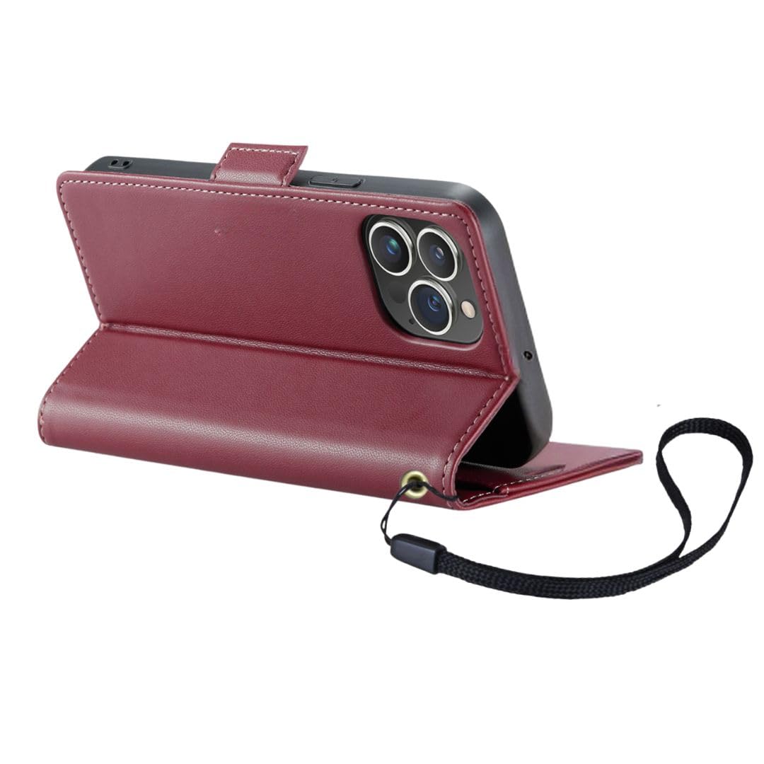 Bracevor Premium Design Flip Cover leather wallet case for iphone 14 Pro Max Red 4