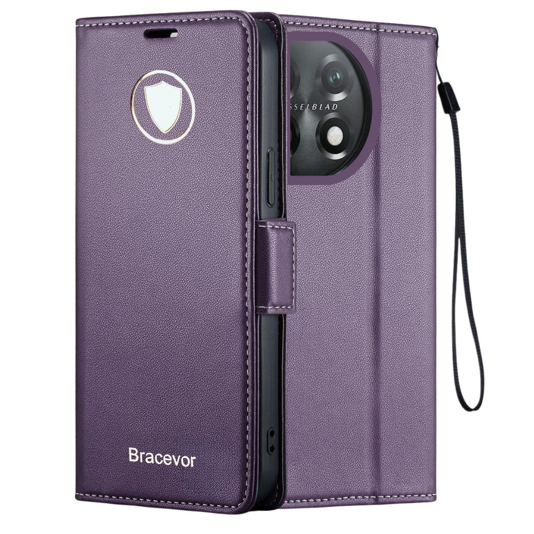 Bracevor Premium Design Flip Cover leather wallet case for Oneplus 11 5G Purple 1