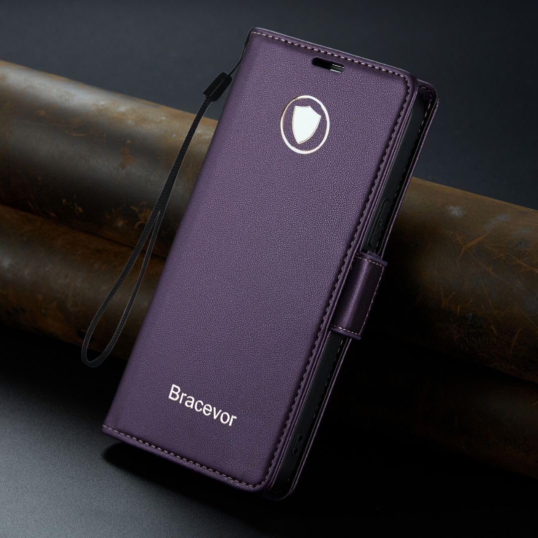 Bracevor Premium Design Flip Cover leather wallet case for Samsung Galaxy S23 Ultra 5G Purple 5