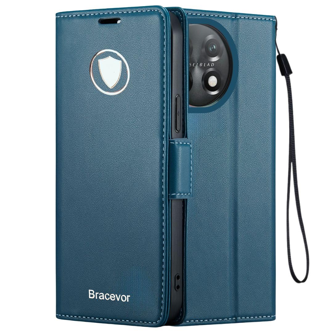 Bracevor Premium Design Flip Cover leather wallet case for Oneplus 11 5G Blue 1