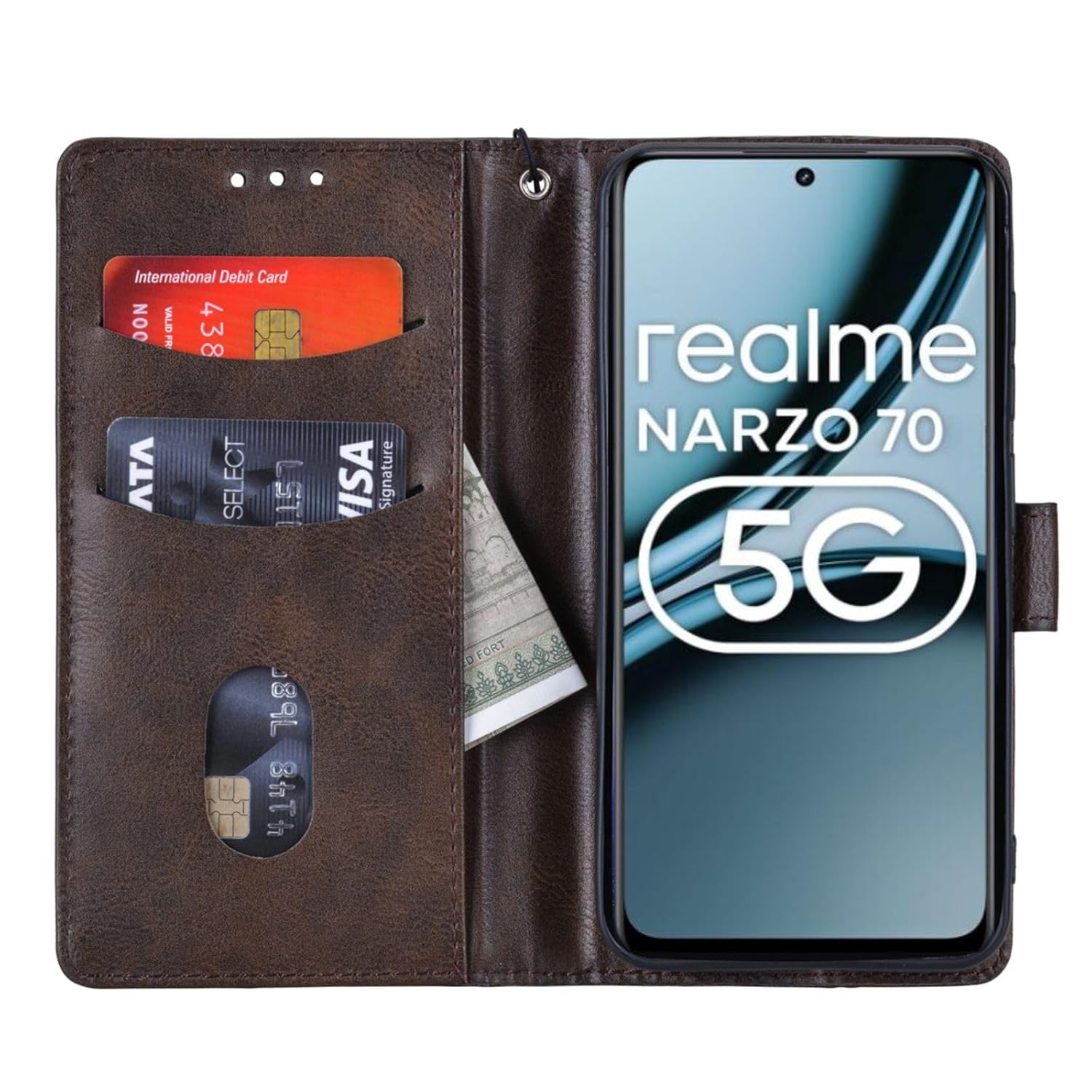 Bracevor Premium Design Flip Cover leather wallet case for realme narzo 70 5G / narzo 70 pro / realme 12 Plus