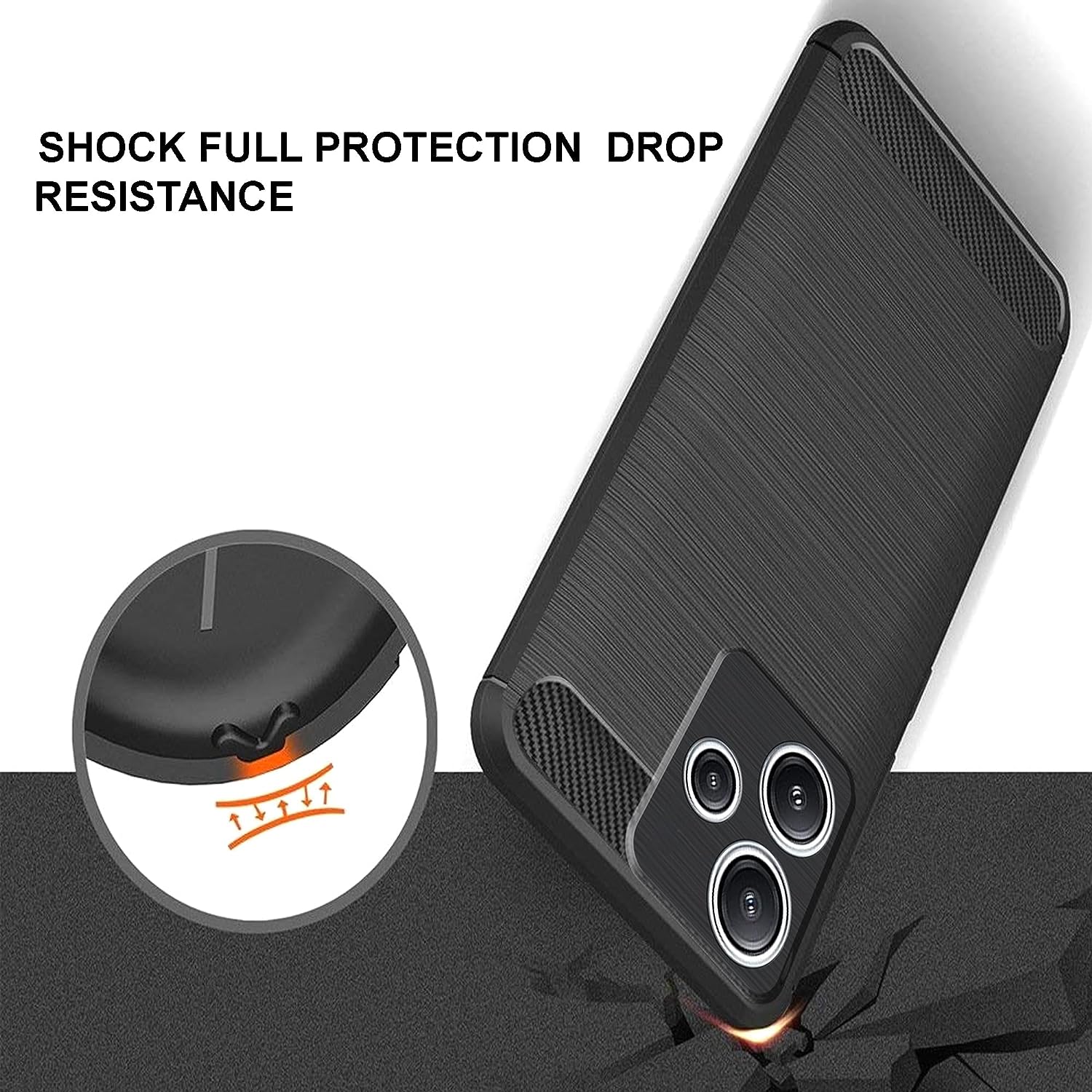 Bracevor Back Cover for Xiaomi Redmi 12 5G (Black) | Brushed Texture | Rugged Armor Cover