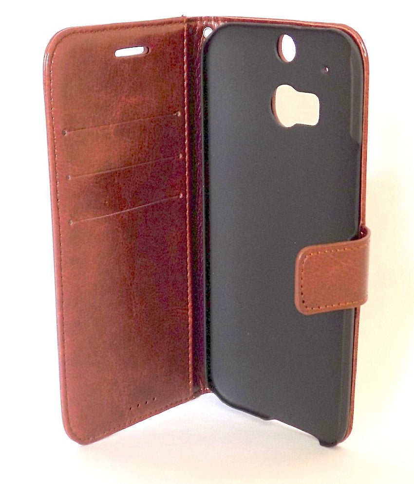 Bracevor Executive Brown HTC One M8 Wallet Leather Case 3