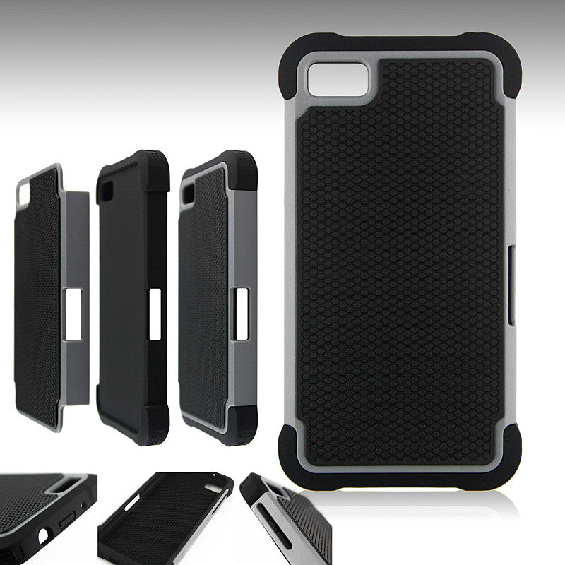 Bracevor Triple Layer Defender Back Armor Case Cover for Blackberry Z10 - Grey