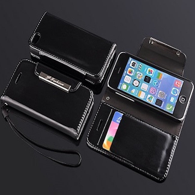 Jet Black Glossy Apple iPhone 5c Leather Case