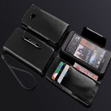 Deluxe Black Glossy  Wallet Leather Case for HTC One M7