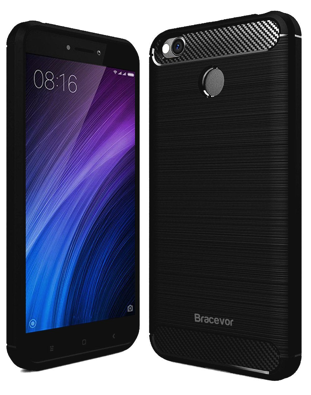 Bracevor Back Cover for Xiaomi Redmi 4 (Black) | Brushed Texture | Rugged Armor Cover