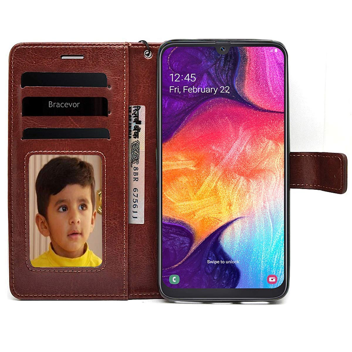 Bracevor Samsung Galaxy A50 | A30s | A50s Flip Cover Case | Premium Leather | Inner TPU | Foldable Stand | Wallet Card Slots - Executive Brown
