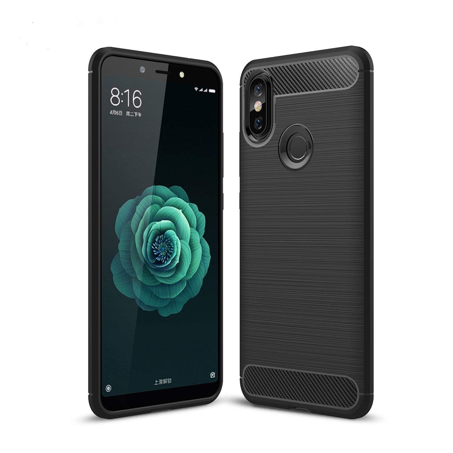 Bracevor Back Cover for Mi A2 (Black) | Brushed Texture | Rugged Armor Cover