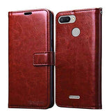 Bracevor Xiaomi Redmi 6 Flip Cover Case | Premium Leather | Inner TPU | Foldable Stand | Wallet Card Slots - Executive Brown
