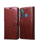 Bracevor Realme 5 | 5s Flip Cover Case | Premium Leather | Inner TPU | Foldable Stand | Wallet Card Slots - Executive Brown
