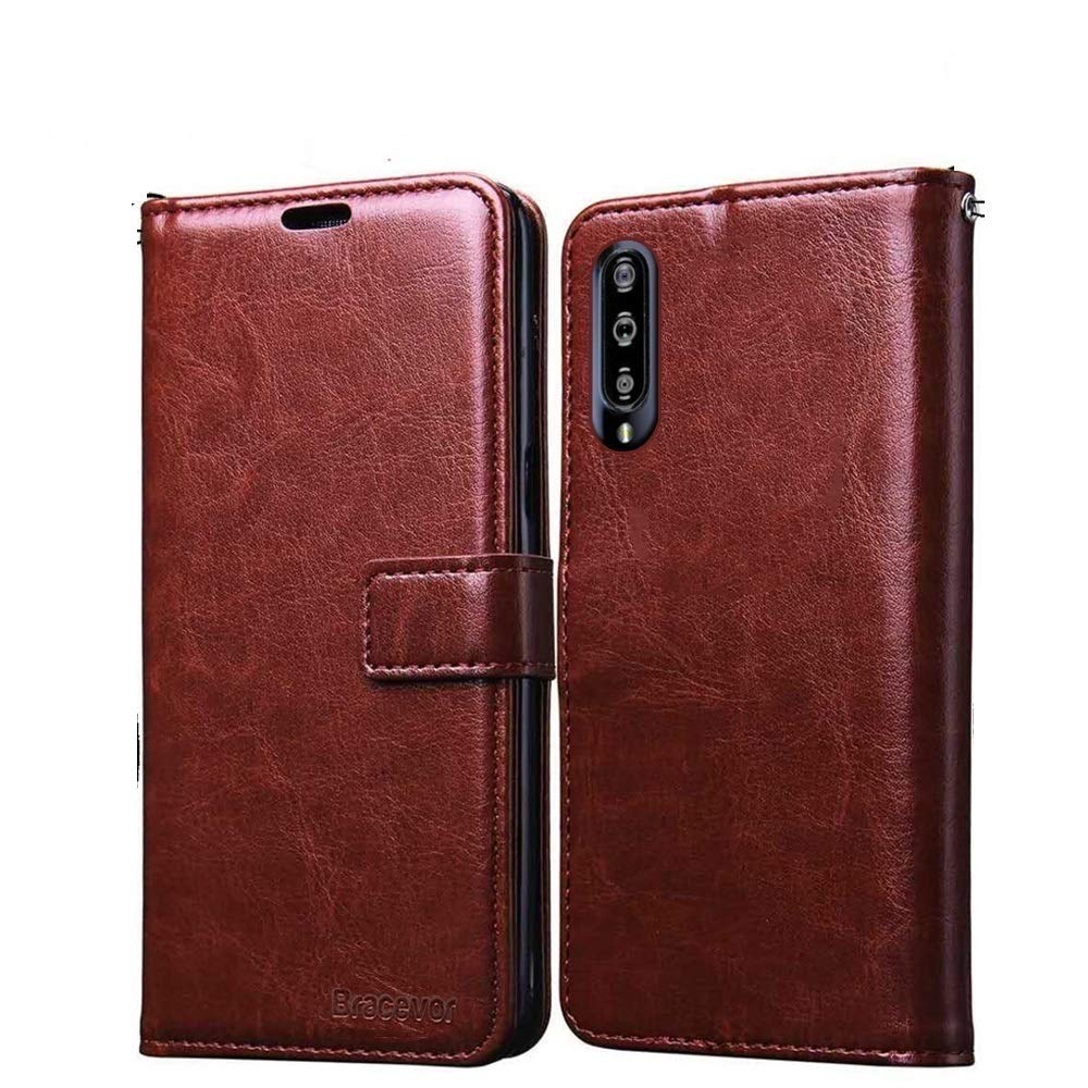 Bracevor Mi A3 Flip Cover Case | Premium Leather | Inner TPU | Foldable Stand | Wallet Card Slots - Executive Brown