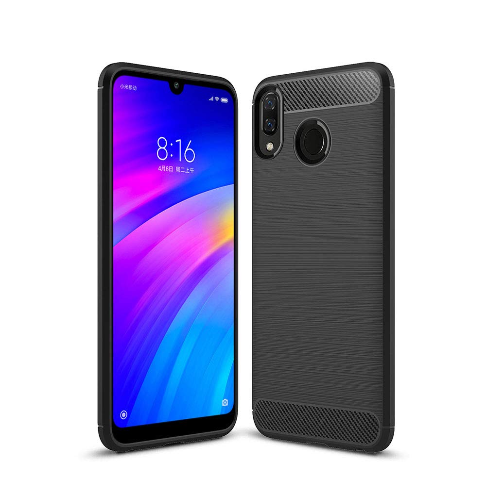 Bracevor Back Cover for Redmi 7/Y3 (Black) | Brushed Texture | Rugged Armor Cover