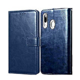 Bracevor Xiaomi Redmi 7 | Redmi Y3 Flip Cover Case | Premium Leather | Inner TPU | Foldable Stand | Wallet Card Slots - Executive Blue