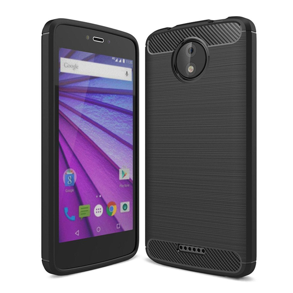 Bracevor Back Cover for Moto C Plus (Black) | Brushed Texture | Rugged Armor Cover