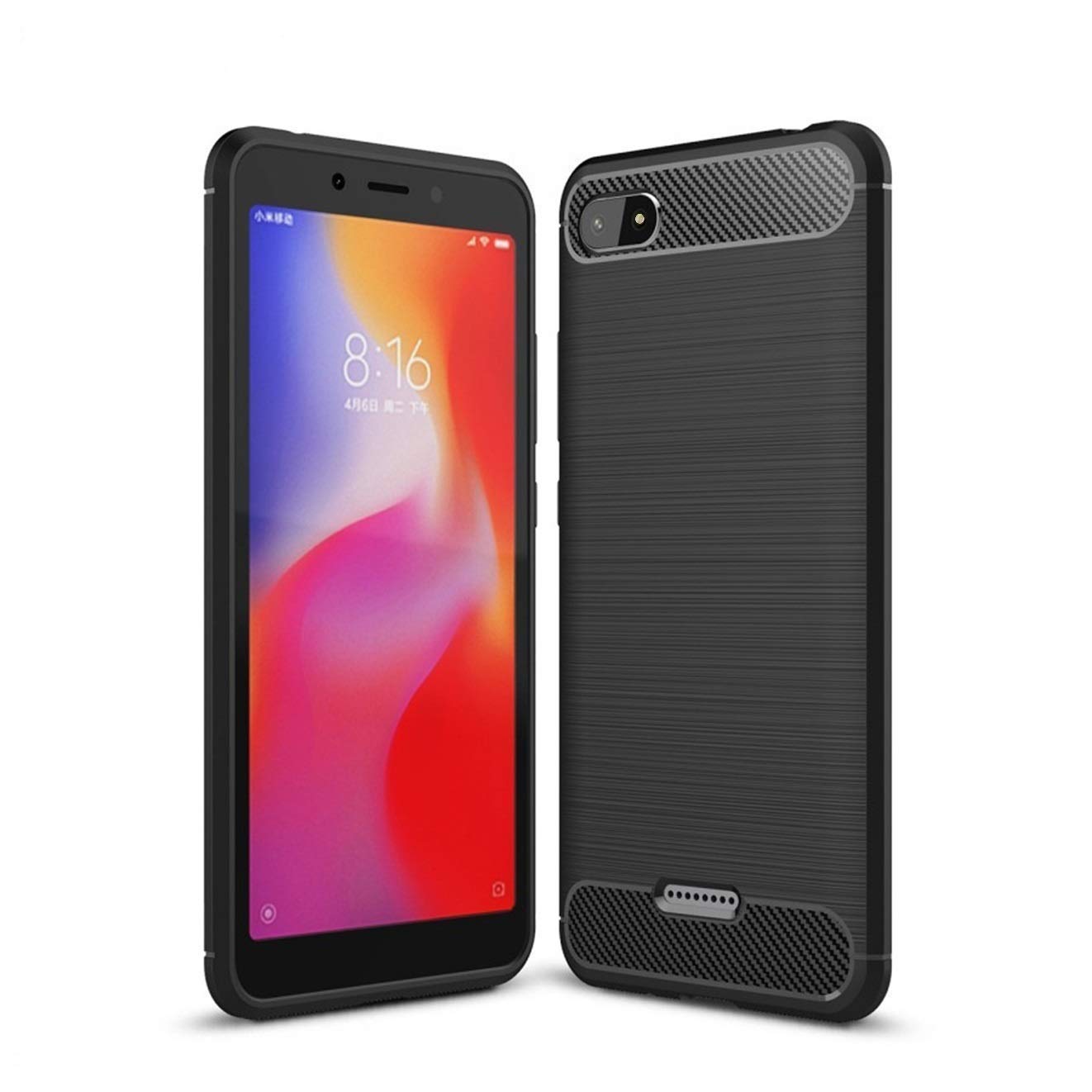 Bracevor Back Cover for Xiaomi Redmi 6A (Black) Brushed Texture Rugged Armor Cover