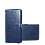 Bracevor Xiaomi Redmi Note 8 Flip Cover Case | Premium Leather | Inner TPU | Foldable Stand | Wallet Card Slots - Executive Blue