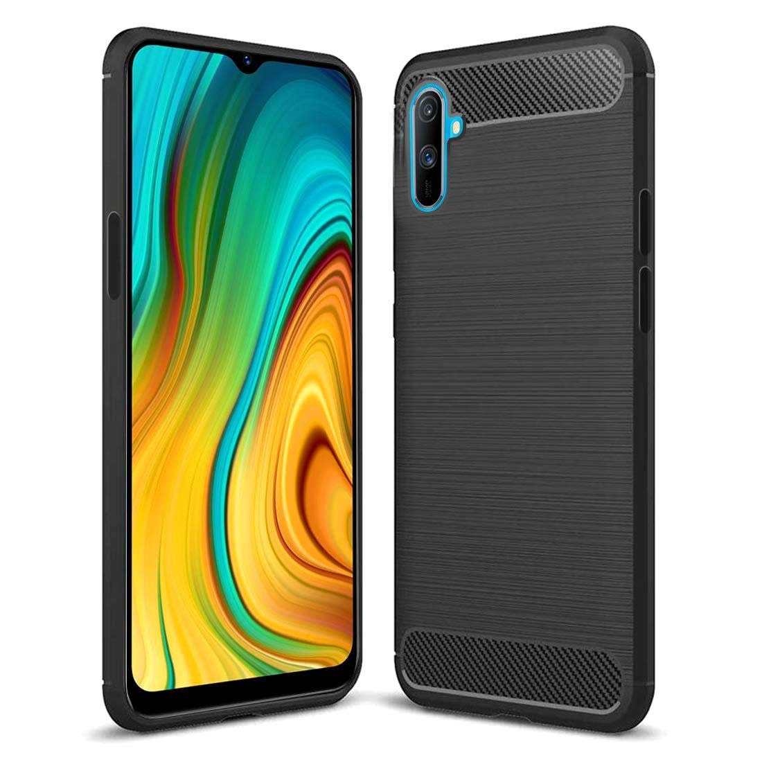 Bracevor Back Cover for Realme C3 (Black) | Brushed Texture | Rugged Armor Cover