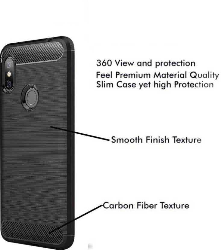 Bracevor Xiaomi Redmi Note 6 Pro Back Case Cover | Flexible Shockproof TPU | Brushed Texture - Black
