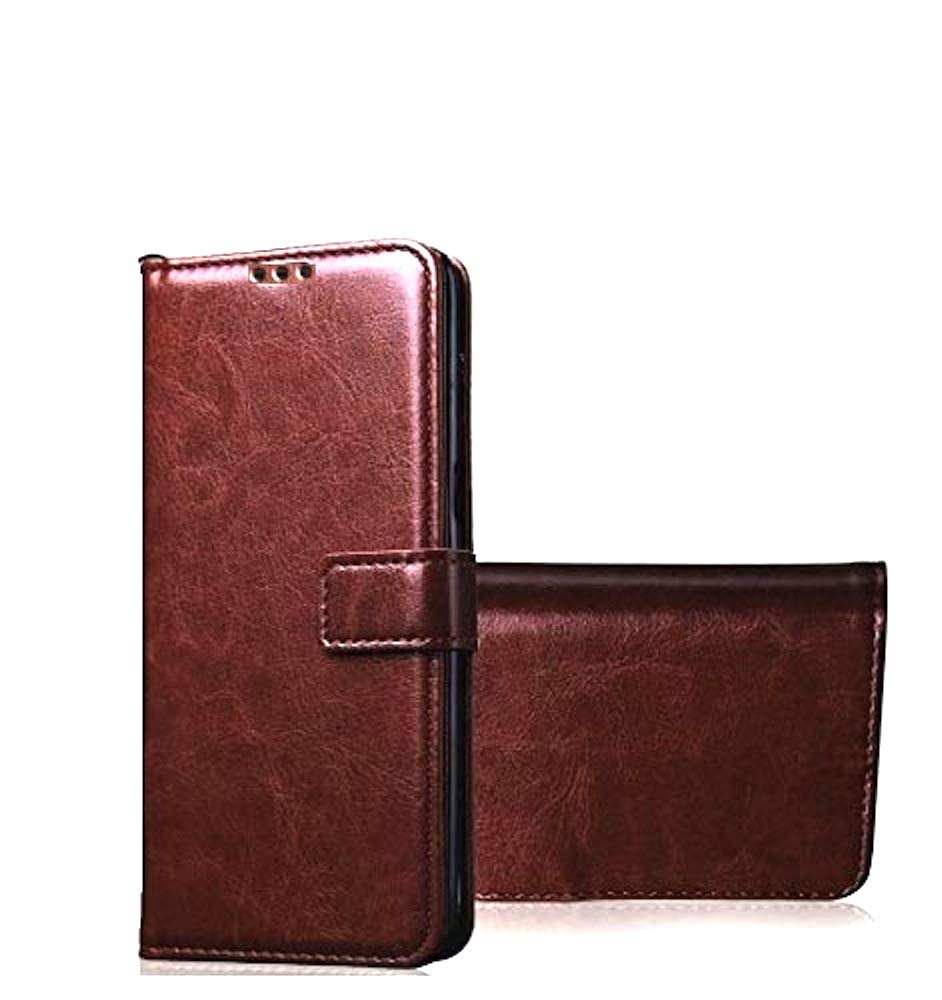 Bracevor Xiaomi Redmi 9 Flip Cover Case | Premium Leather | Inner TPU | Foldable Stand | Wallet Card Slots - Executive Brown
