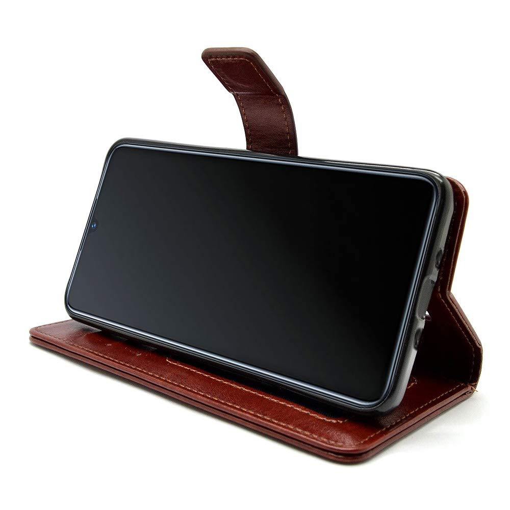 Bracevor Vivo v11 pro Flip Cover Case | Premium Leather | Inner TPU | Foldable Stand | Wallet Card Slots - Executive Brown