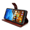 Bracevor Xiaomi Poco F1 Flip Cover Case | Premium Leather | Inner TPU | Foldable Stand | Wallet Card Slots - Executive Brown