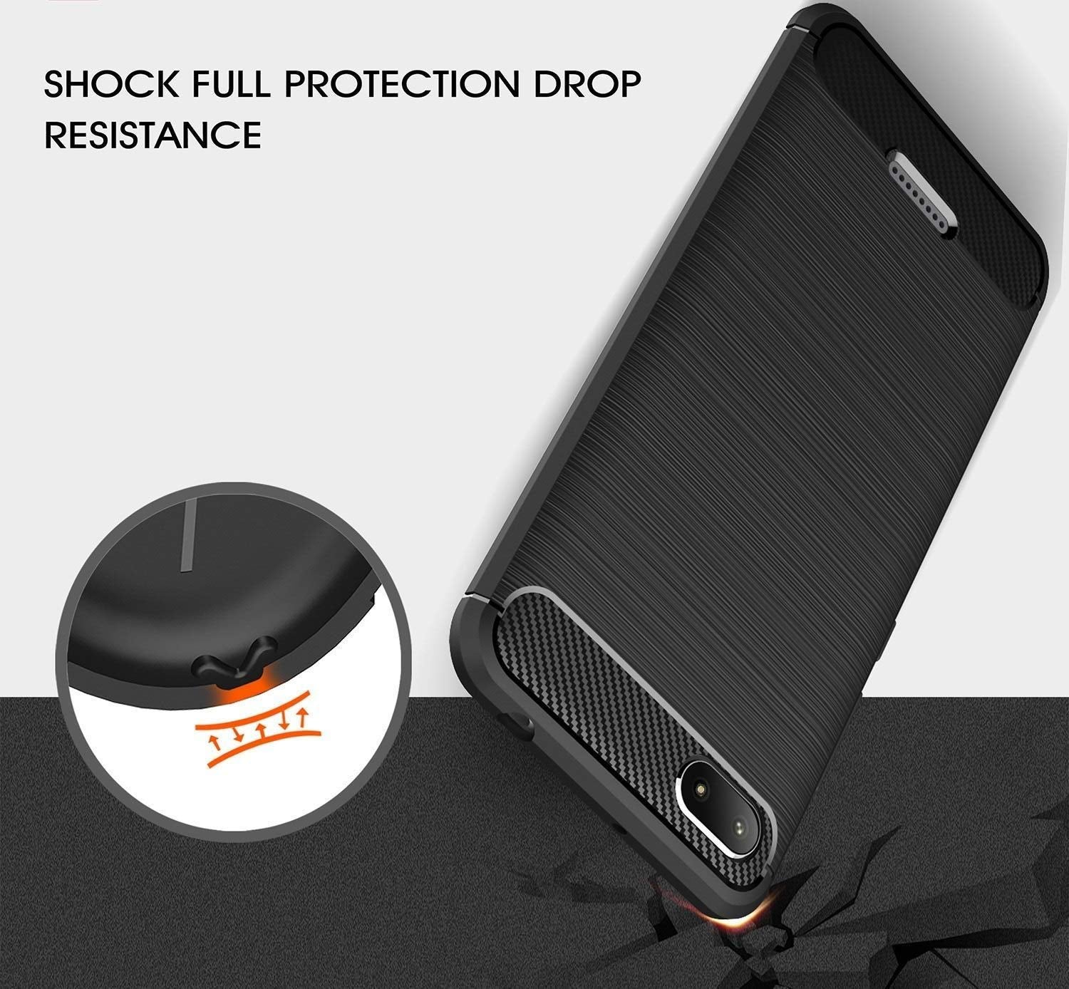 Bracevor Back Cover for Xiaomi Redmi 6A (Black) | Brushed Texture | Rugged Armor Cover