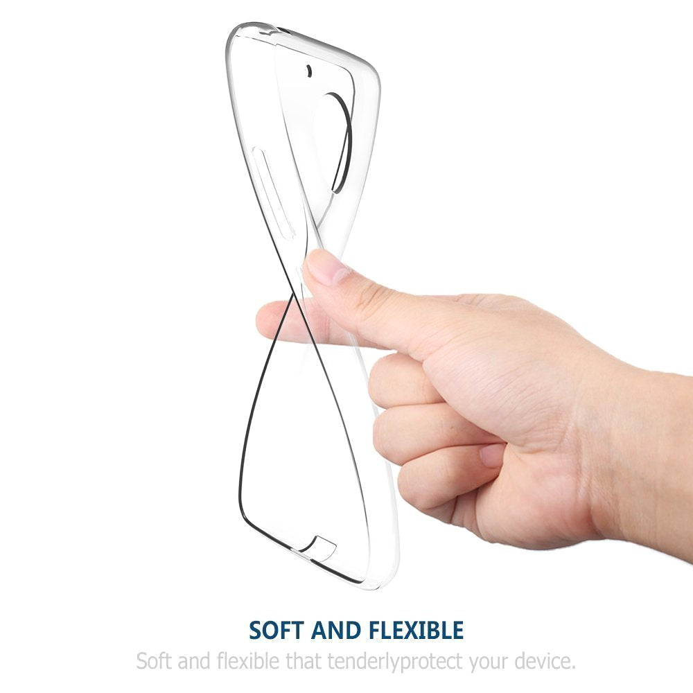 Flexible TPU Motorola Moto Z2 Play Back Case Cover | Ultimate Edge Protection | Cushioned Edges | Anti Slip | Premium Design - Transparent