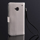 Wallet Leather Case Cover for HTC One M7 - Classic White