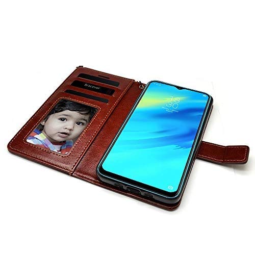 Bracevor Samsung Galaxy M20 Flip Cover Case | Premium Leather | Inner TPU | Foldable Stand | Wallet Card Slots - Executive Brown