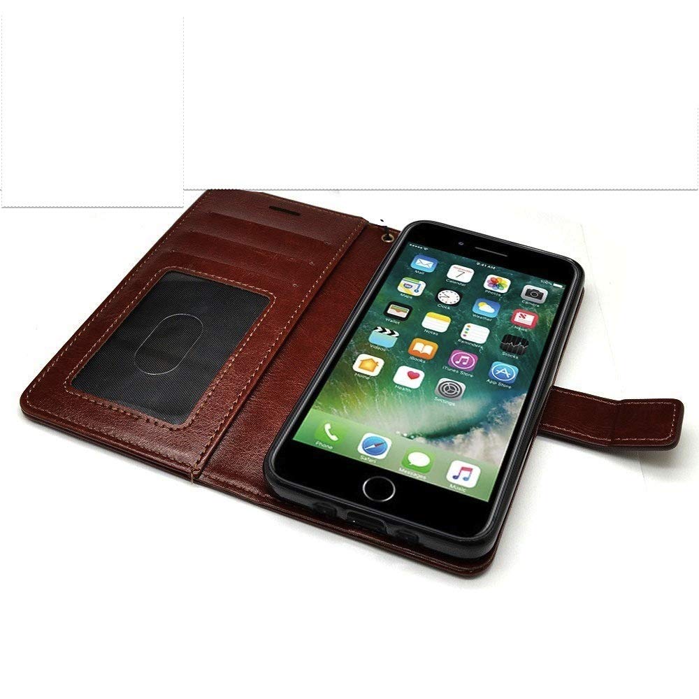 Bracevor iPhone 7 Flip Cover Case | Premium Leather | Inner TPU | Foldable Stand | Wallet Card Slots - Executive Brown