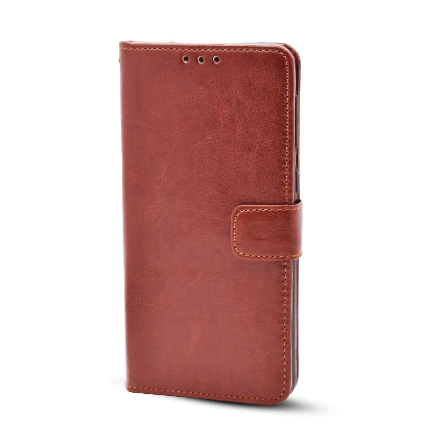 Bracevor Xiaomi Redmi 9A | 9i Flip Cover Case | Premium Leather | Inner TPU | Foldable Stand | Wallet Card Slots - Executive Brown