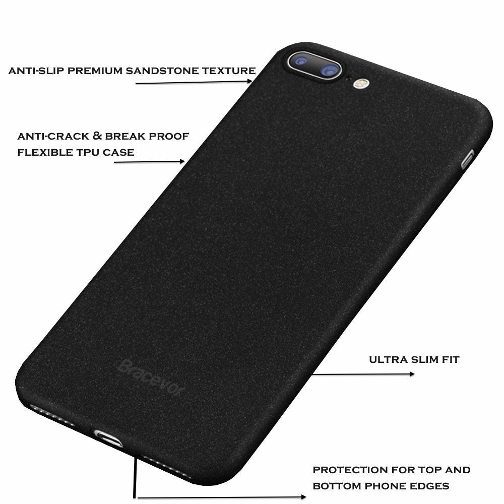 Oneplus 5 Quicksand Back Case Cover | Sandstone texture | Flexible TPU | Premium Design - Black