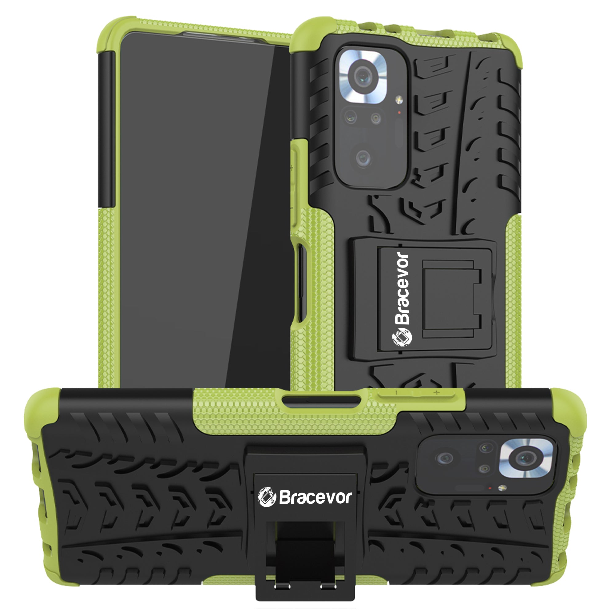 Bracevor Shockproof Xiaomi Redmi Note 10 pro/redmi Note 10 pro max Hybrid Kickstand Back Case Defender Cover - Military Green