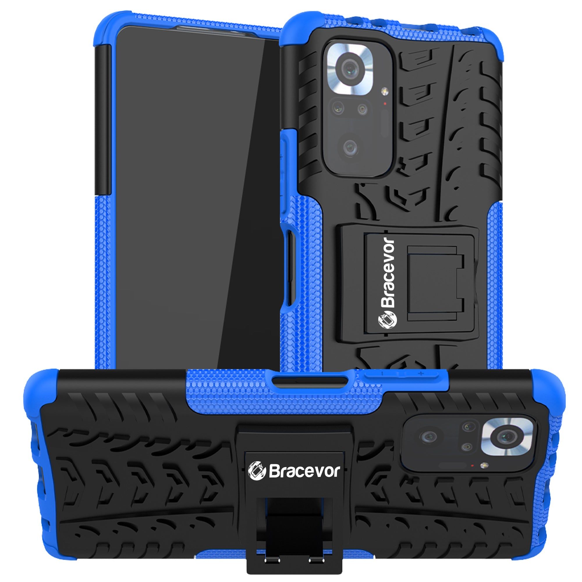 Bracevor Shockproof Xiaomi Redmi note 10 pro/ redmi note 10 pro max Hybrid Kickstand Back Case Defender Cover - Blue