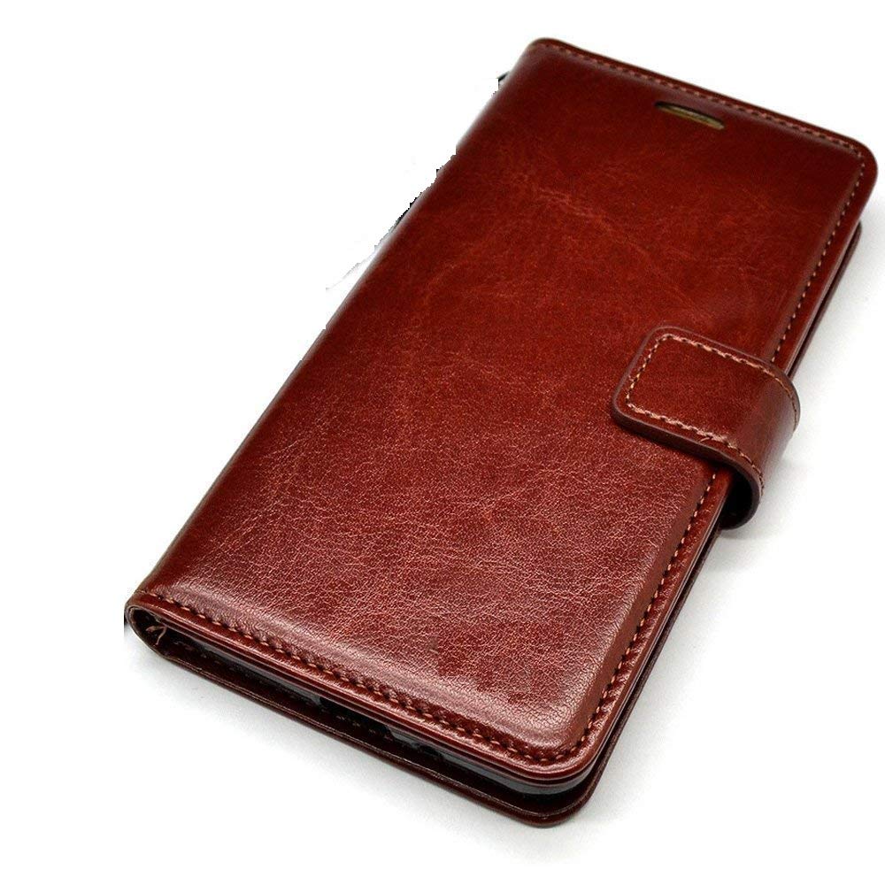 Bracevor Realme 3 | 3i Flip Cover Case | Premium Leather | Inner TPU | Foldable Stand | Wallet Card Slots - Executive Brown