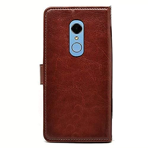 Bracevor Mi Redmi Note 5 Flip Cover Case | Premium Leather | Inner TPU | Foldable Stand | Wallet Card Slots - Executive Brown