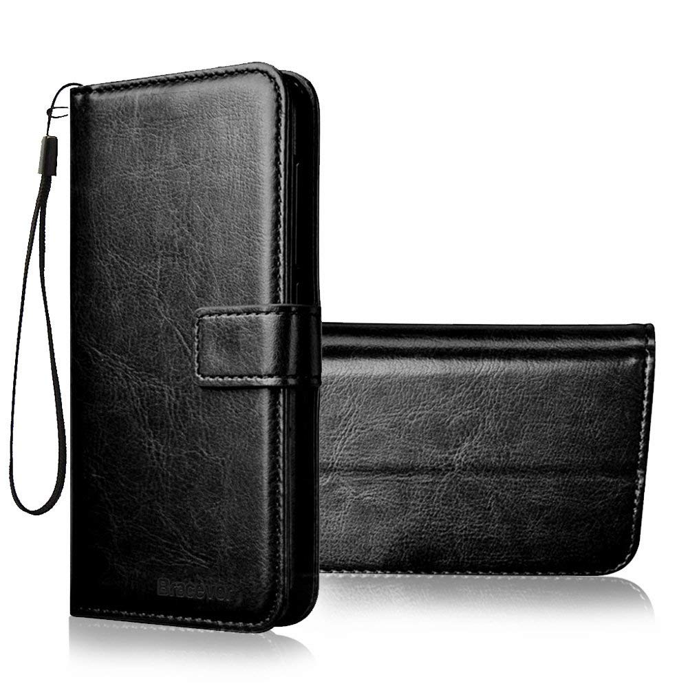 Bracevor Xiaomi Redmi 5 Flip Cover Case | Premium Leather | Inner TPU | Foldable Stand | Wallet Card Slots - Executive Black
