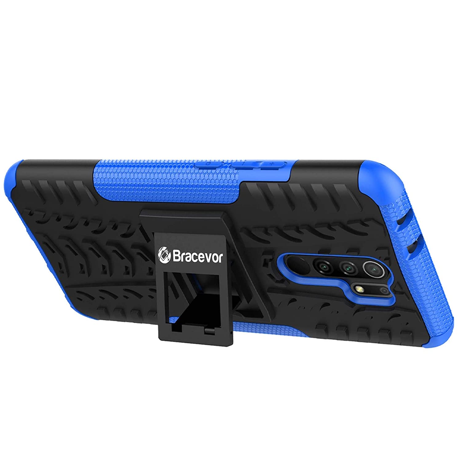 Bracevor Shockproof Xiaomi Redmi 9 Prime Hybrid Kickstand Back Case Defender Cover - Blue