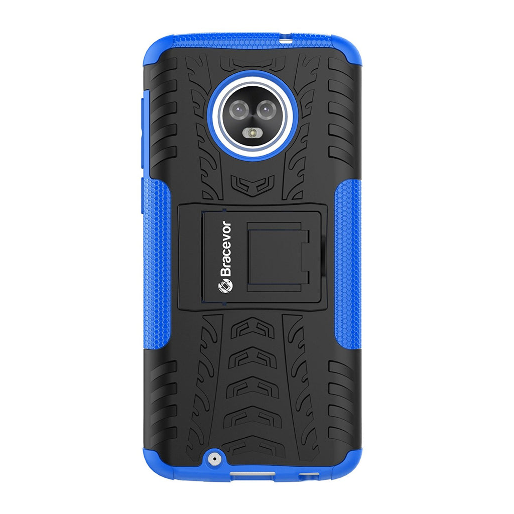 Shockproof Moto G6 Hybrid Kickstand Back Case Defender Cover - Blue