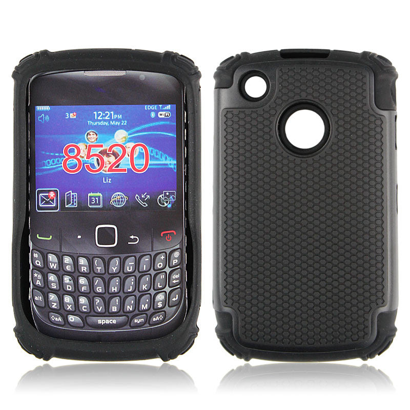 Bracevor Triple Layer Defender Back Case Cover for Blackberry Curve 8520 - Black