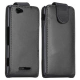 Smooth Magnetic Flip Leather Case for Sony Xperia M - Black