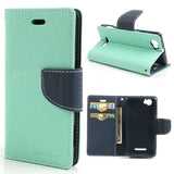 Mercury Goospery Fancy Diary Leather Case Cover for Sony Xperia M - Cyan