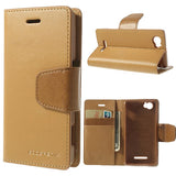 Mercury Goospery Sonata Wallet Leather Magnetic Case for Sony Xperia M - Beige