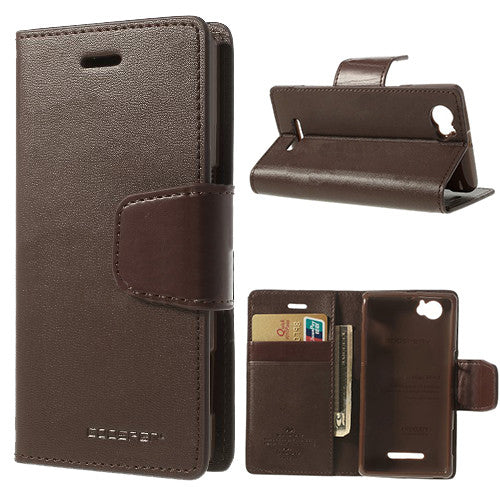 Bracevor Mercury Goospery Sonata Wallet Leather Magnetic Case for Sony Xperia M - Brown