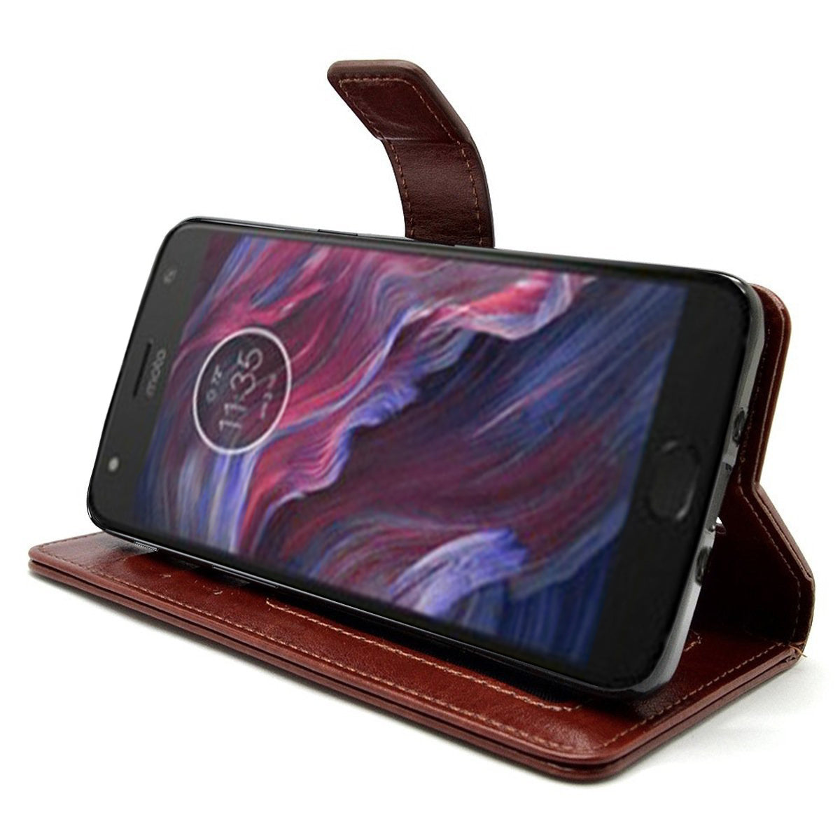Bracevor Premium Flip Cover Case For Moto X4 | Inner TPU | Leather Wallet Stand - Executive Brown