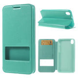 Diary View Window Leather Magnetic Stand Case for HTC Desire 816 - Cyan