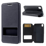 Diary View Window Leather Magnetic Stand Case for HTC Desire 816 - Blue