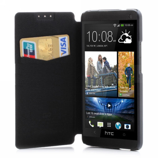 Mercury Goospery Techno Wallet Leather Flip Cover for HTC One M7 801e (Black)
