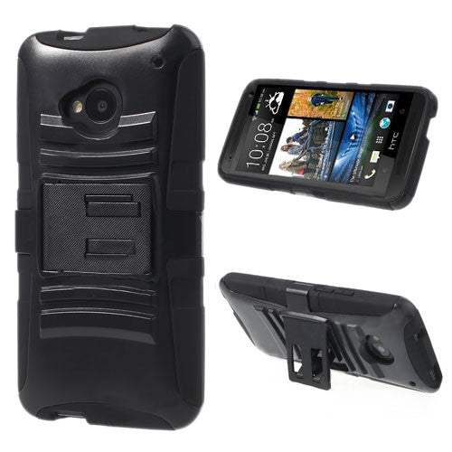 Bracevor Skidproof hybrid Armored Kickstand Case for HTC One M7 801e - Black